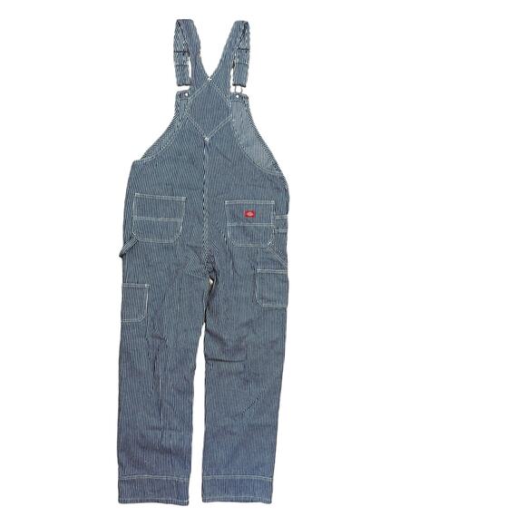Dickies Striped Blue Denim Overalls Men’s Medium 100% Cotton Railroad 37"x31" - Picture 3 of 8